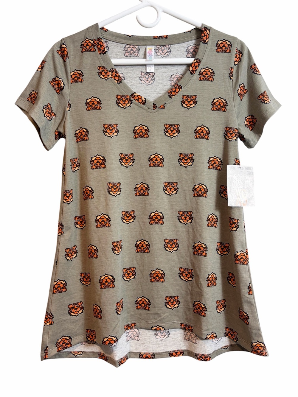 Lularoe Novelty Tiger Christy T Short Sleeve V Neck Top NEW